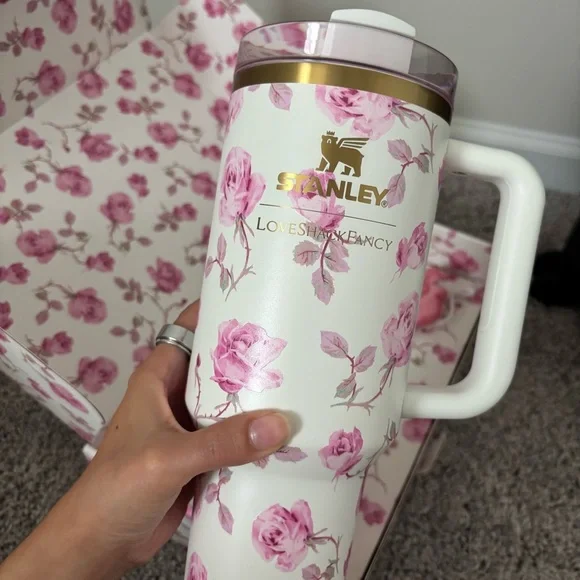 Stanley Pink and White Insulated Water Bottle - Picture 1 of 8